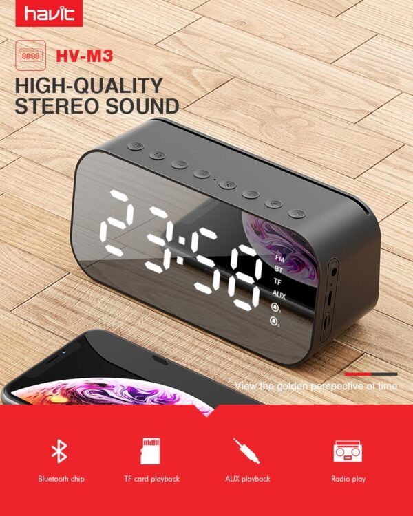 Havit MX701 Bluetooth Speaker With Double Alarm Clock