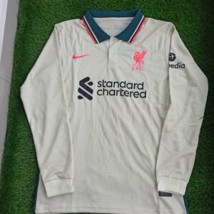 Liverpool away Kit Session 2020-2021 Off White With Collar & Full Sleeves Football Jersey Thai Premium