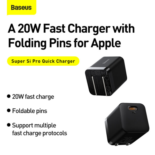 Baseus Super Si Pro 20W 1C Quick Charger With USB C to Lightning Cable (PD)