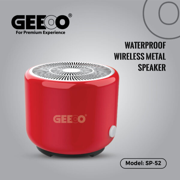 Geeoo Mini Bluetooth Speaker With Metal Body Waterproof SP-52-red