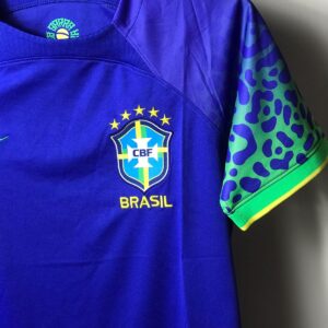 Brazil Worldcup Away Jersey Fan Version Qatar 2022 Short Sleeves Blue