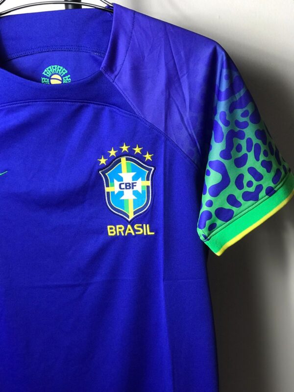 Brazil Worldcup Away Jersey Fan Version Qatar 2022 Short Sleeves Blue