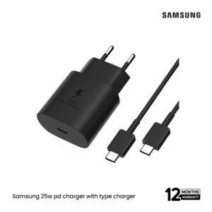 Original Samsung 25Watt Fast Charger with type C cable Black