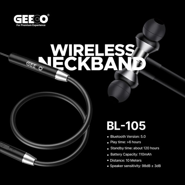 Geeoo BL105 Soft Neckband Bluetooth Earphone