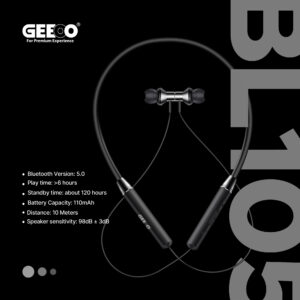Geeoo BL105 Soft Neckband Bluetooth Earphone Black