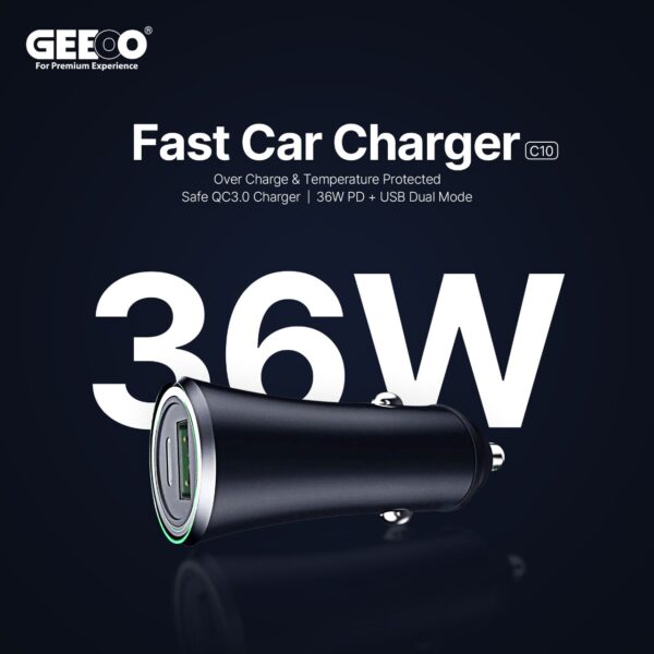 Geeoo c10 36W PD + USB Fast Car Charger