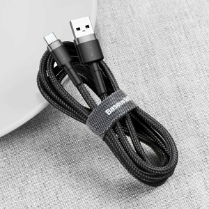 Buy Baseus Cafule USB to Type-C fast charging cable 2.4A with nylon braided wire from BlackBud BD. Durable, safe & perfect for Android devices