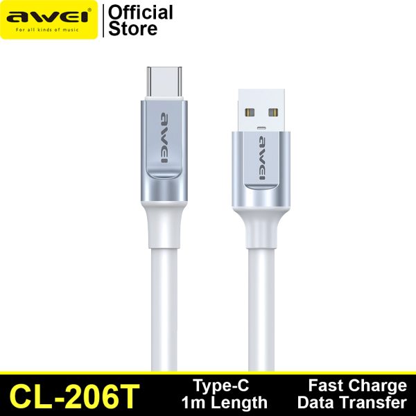 Awei CL-206T 1m Type-C intelligent Fast Charging Cable 5.A Fast Data Transmission Flexible Durable Wire