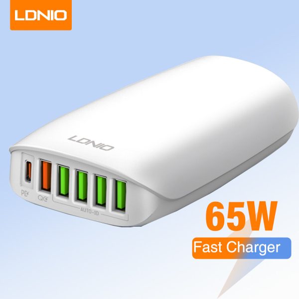 LDNIO A6573C 65W USB Super Fast Charging 6 Port USB Charger