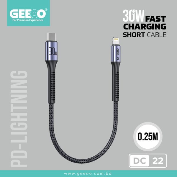 Geeoo DC22 30W Fast Charging Short Cable specifications