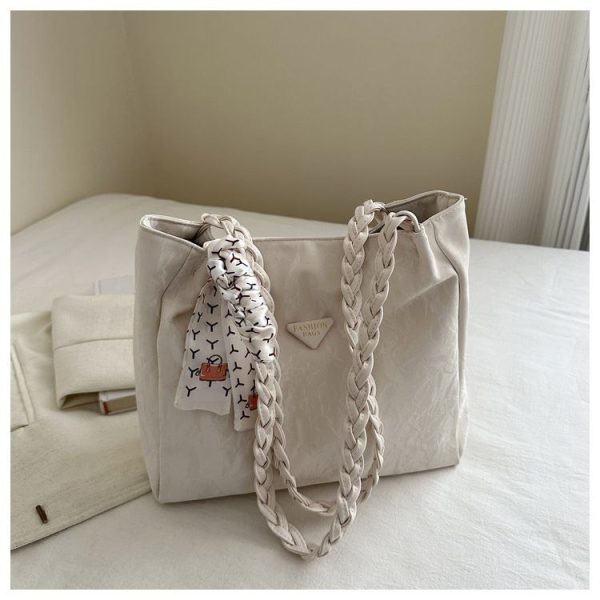 Western-Style Large-Capacity Ribbon Strap Tote Bag