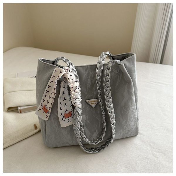 Western-Style Large-Capacity Ribbon Strap Tote Bag