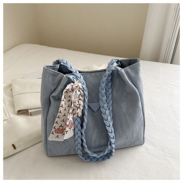 Western-Style Large-Capacity Ribbon Strap Tote Bag