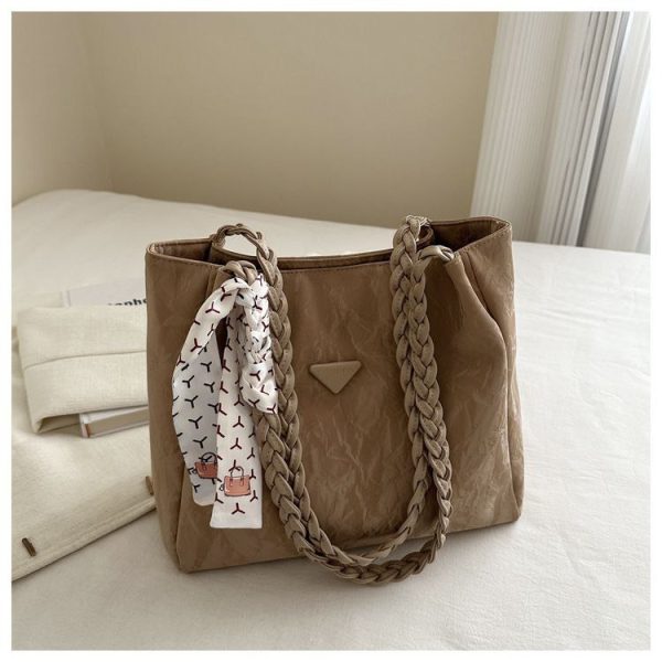 Western-Style Large-Capacity Ribbon Strap Tote Bag