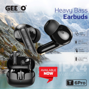 Geeoo T6 Pro Heavy Bass Earbud Black Color Price in Dhaka, Bangladesh