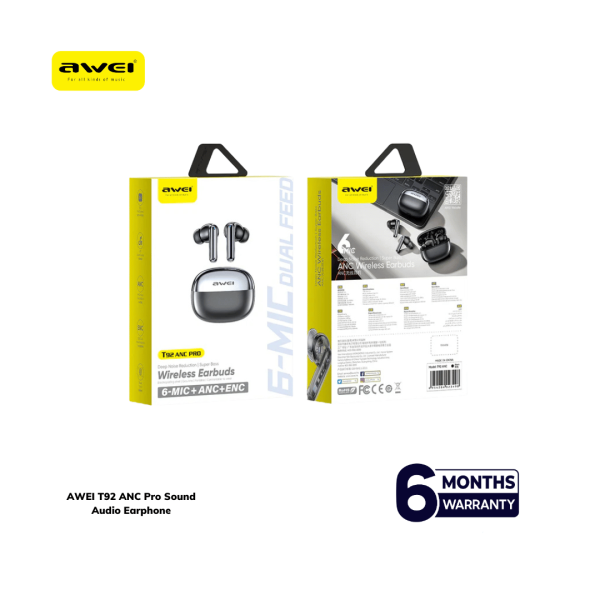 Awei T92 ANC Pro Wireless Earbuds Dolby Cinema Audio Quality Earphones - Image 2