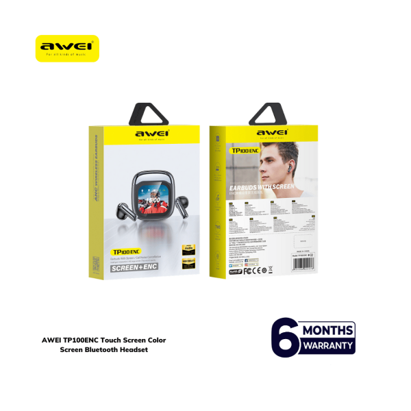 Awei TP100 ENC Bluetooth Earbuds With Touch Color Screen – Premium Sound & Smart Controls - Image 2