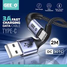 Geeoo 3A Fast Charging 2M Long (Type-C) Data Cable