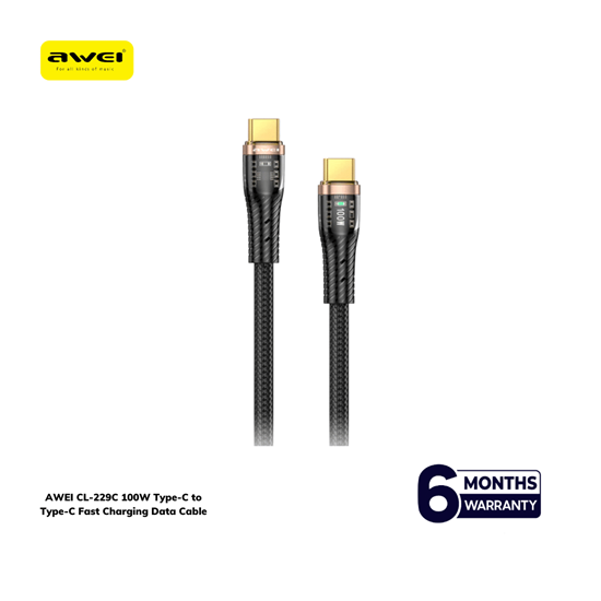 Buy Original Awei CL-229C 100W Type-C to Type-C Fast Charging Data Cable at the best price in Bangladesh with official warranty from BlackBud Bd